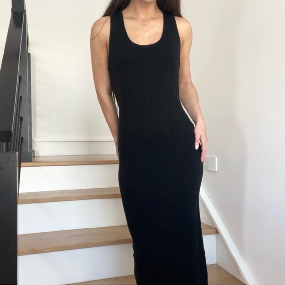 Athleta River Ribbed Black Sleeveless Merino Wool Textured Sweater Dress Size XS - Picture 1 of 7